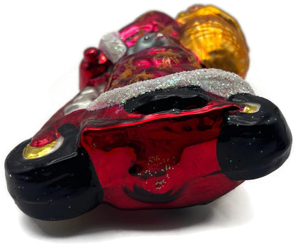 Christopher Radko Scooting Star Santa Scooter Glass Christmas Ornament 97 263 011