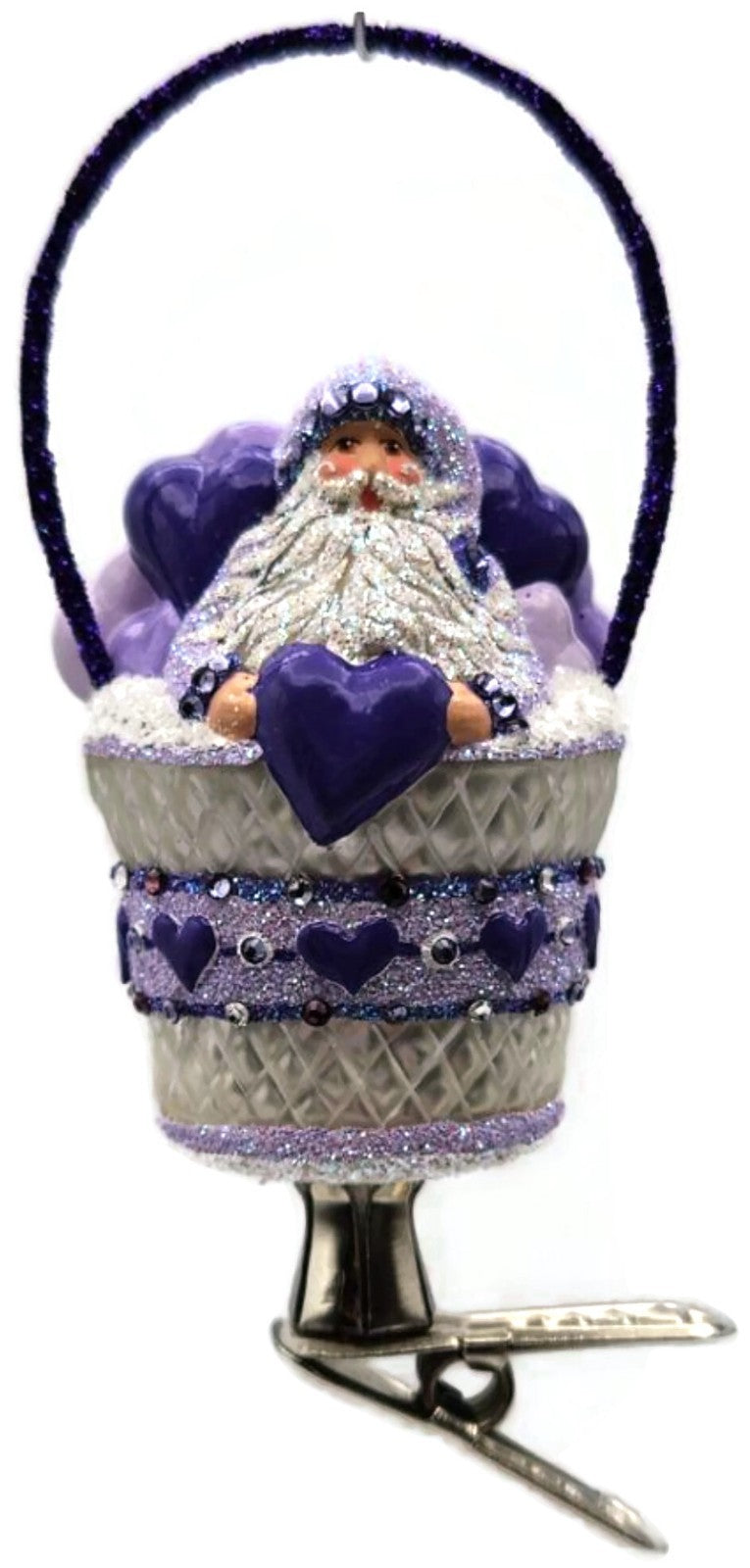 Patricia Breen Brimming with Love Purple Santa Clip On Valentines Ornament 28079