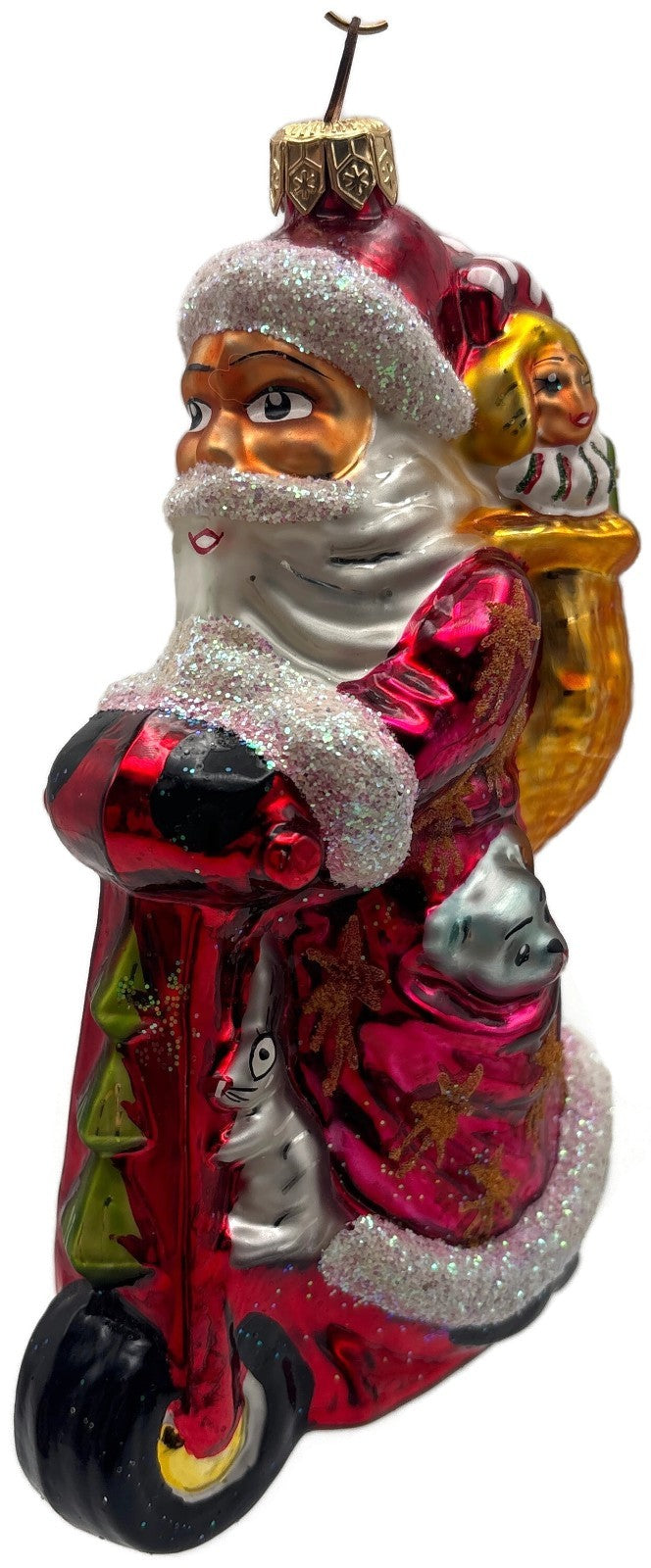 Christopher Radko Scooting Star Santa Scooter Glass Christmas Ornament 97 263 01