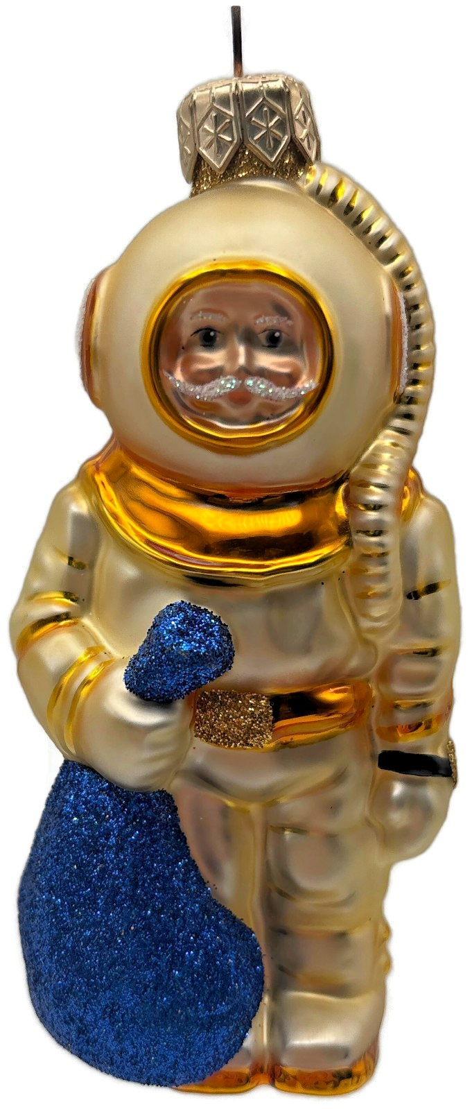 Patricia Breen Santa for Dan Gold Blue Bag Nautical Christmas Ornament 99300