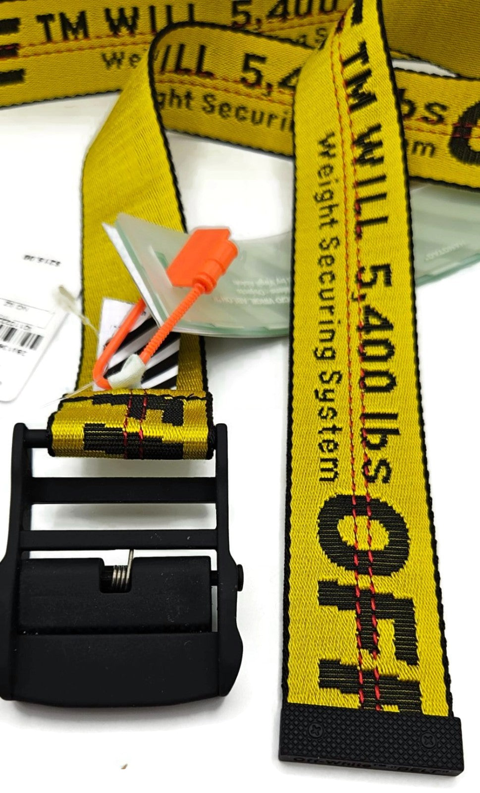 Off White c/o Virgil Abloh Industrial Belt Yellow 5400 lbs Webbing NWT7
