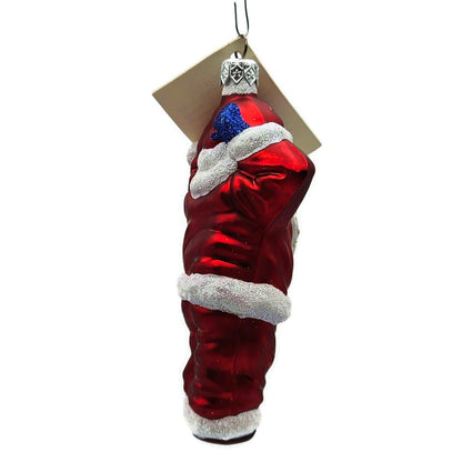 Patricia Breen Hold Onto Your Hat Red Santa Claus Glass Christmas Ornament 97215