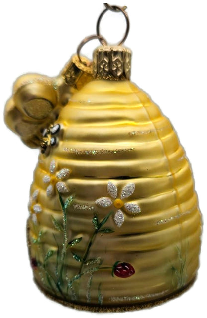 Patricia Breen Miniature Beeskep With Bee 2 Part Floral Spring Ornament 21484
