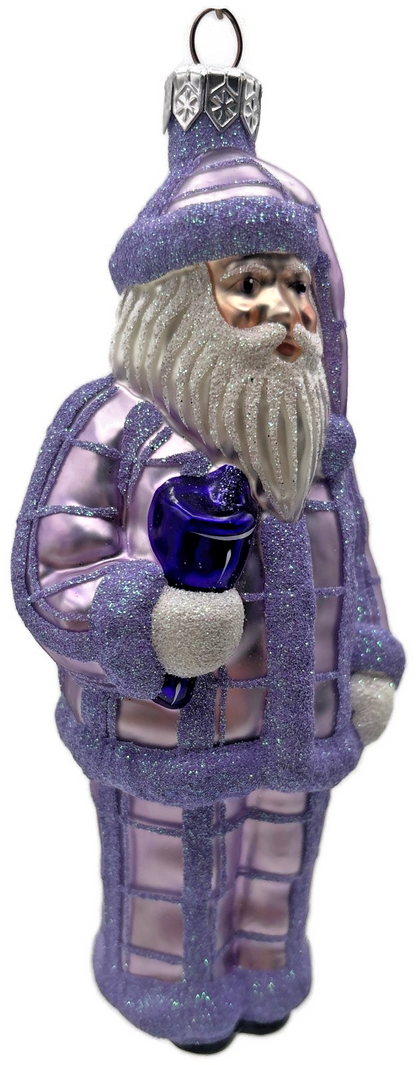 Patricia Breen Ring In The New Lavender Plaid Santa Christmas Ornament CATZ 97342