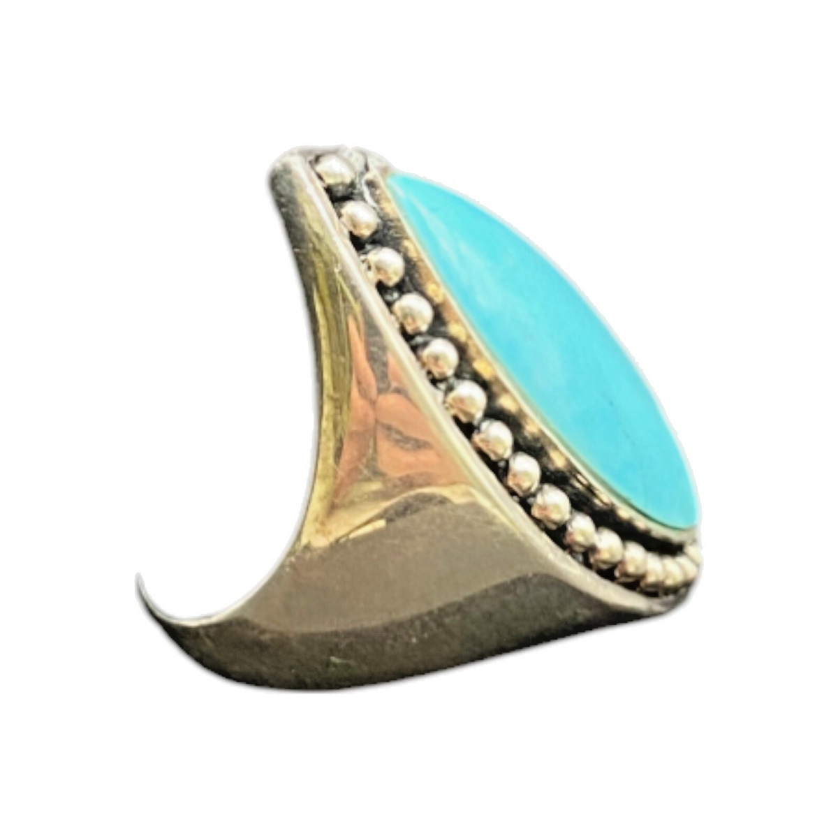 925 Sterling Silver Thailand Statement Turquoise Ring Marquise Gemstone Size 84