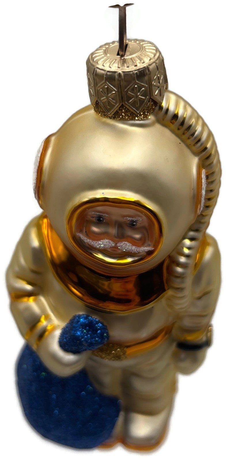 Patricia Breen Santa for Dan Gold Blue Bag Nautical Christmas Ornament 99308