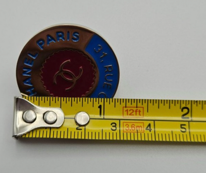 CHANEL 31 Rue Cambon Paris CC Enamel Brooch Pin Blue Red Gold B17 C13