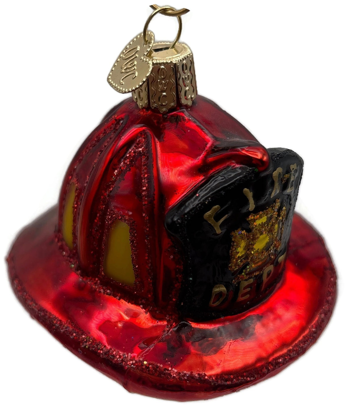 Old World Christmas Fireman's Helmet Firefighter Glass Ornament 322252