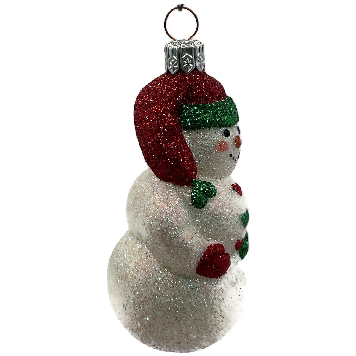 Patricia Breen Loving Snowman Green Red Hearts Glittered Christmas Ornament 21143