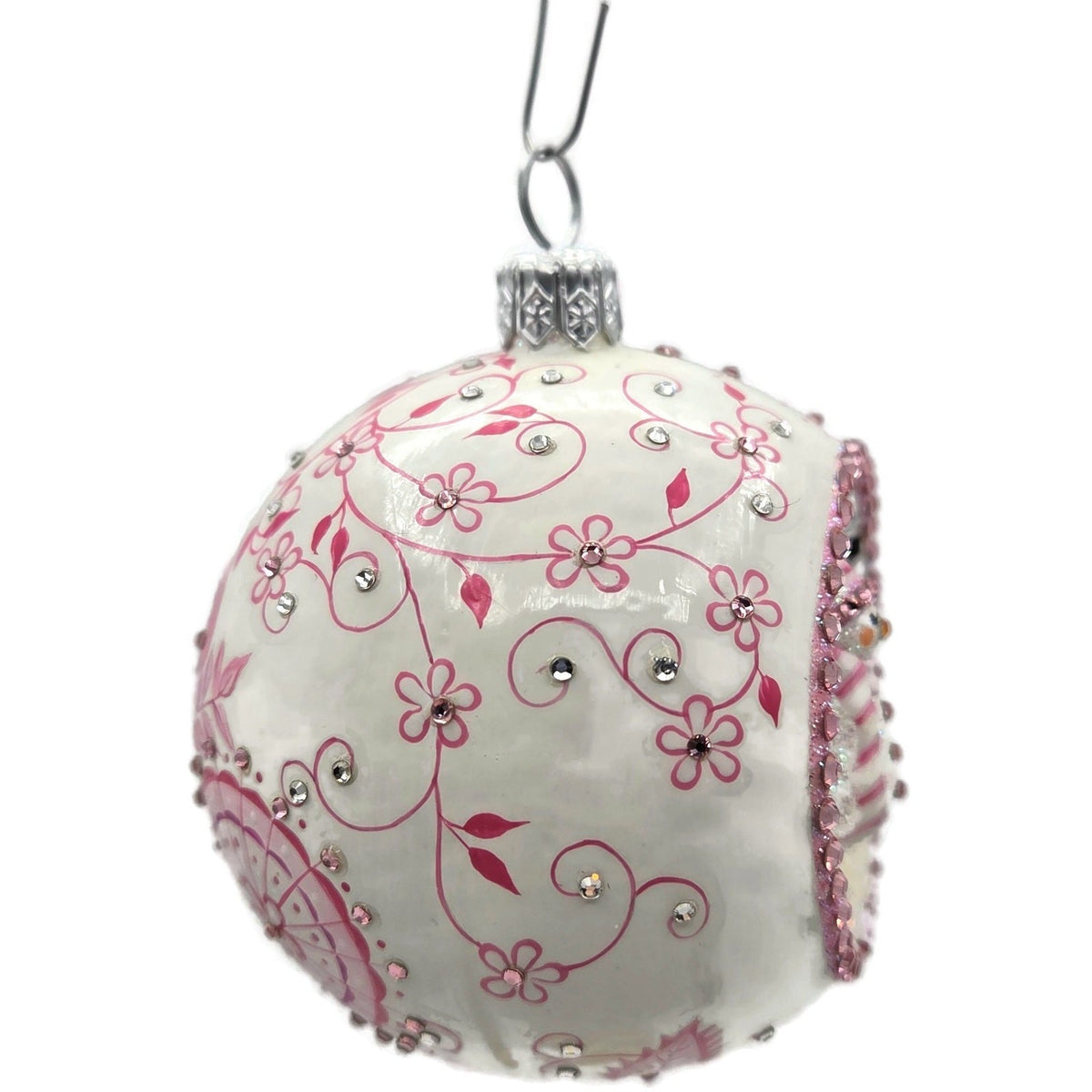 Patricia Breen Objet Du Noel Snowman Chinoiserie Pink Christmas Ornament 30559