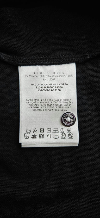 Moncler Men's Black Polo Shirt Size S Logo Tricolor Trim NWT F10918A70600 845566