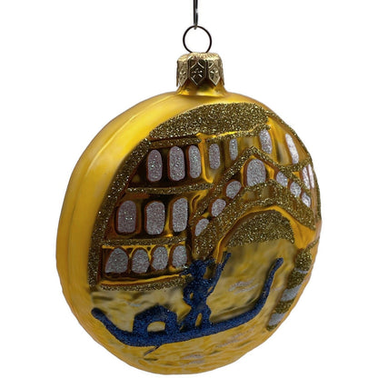 Patricia Breen Venice At Dusk Italy Gold Medallion Christmas Ornament 9700SLAM3