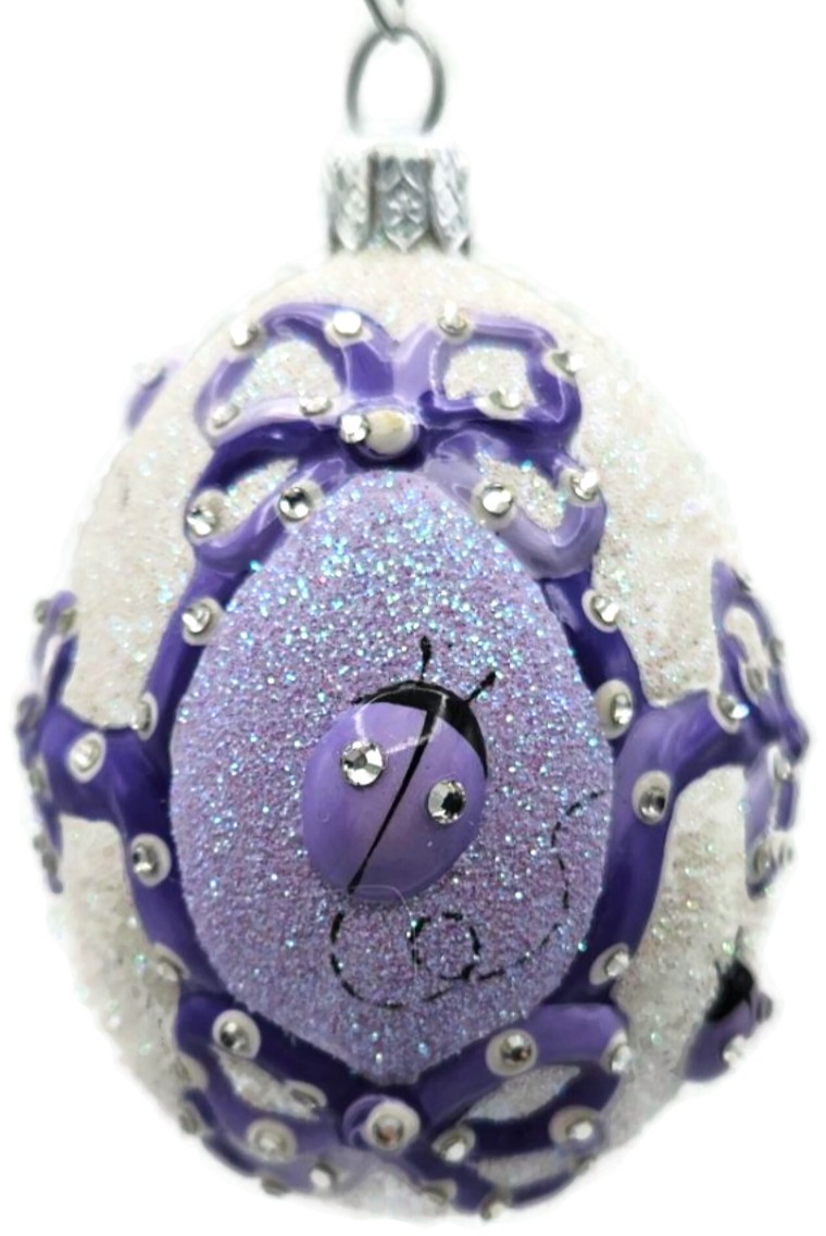 Patricia Breen Beribboned Egg Ladybugs Violet Easter Egg Purple Ornament 29020