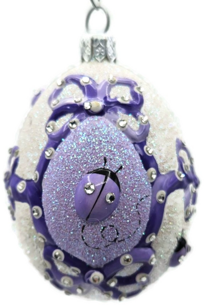 Patricia Breen Beribboned Egg Ladybugs Violet Easter Egg Purple Ornament 29020
