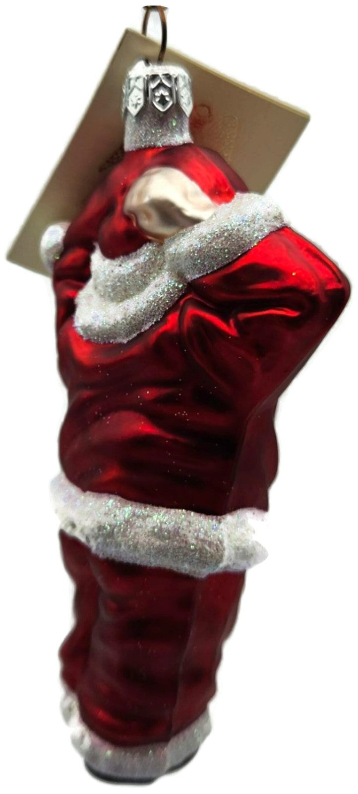 Patricia Breen Hold Onto Your Hat Santa Claus Red Glass Christmas Ornament 97215