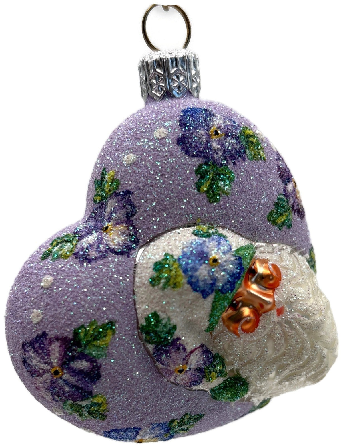 Patricia Breen Never Forget Pansies Lavender Heart Santa Christmas Ornament 25361