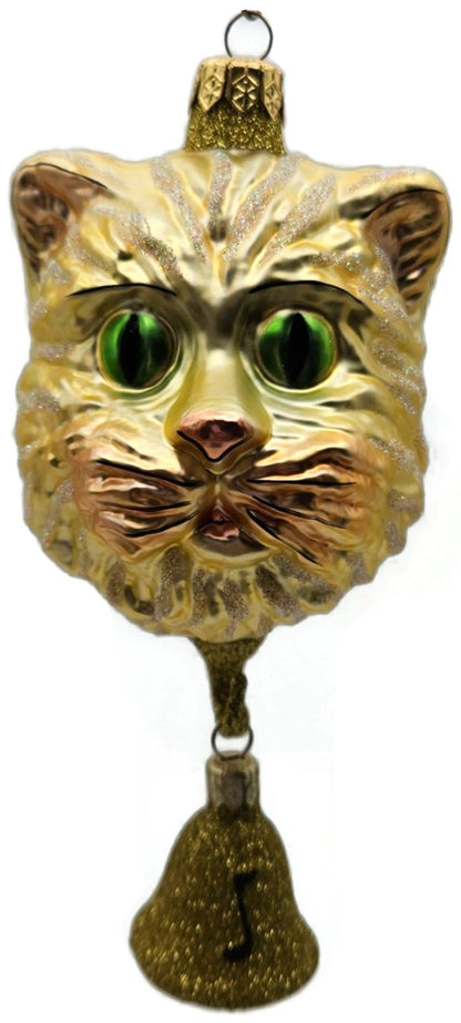 Patricia Breen Here Kitty Kitty Gold Glitter Bell 2 Part Christmas Ornament 97200