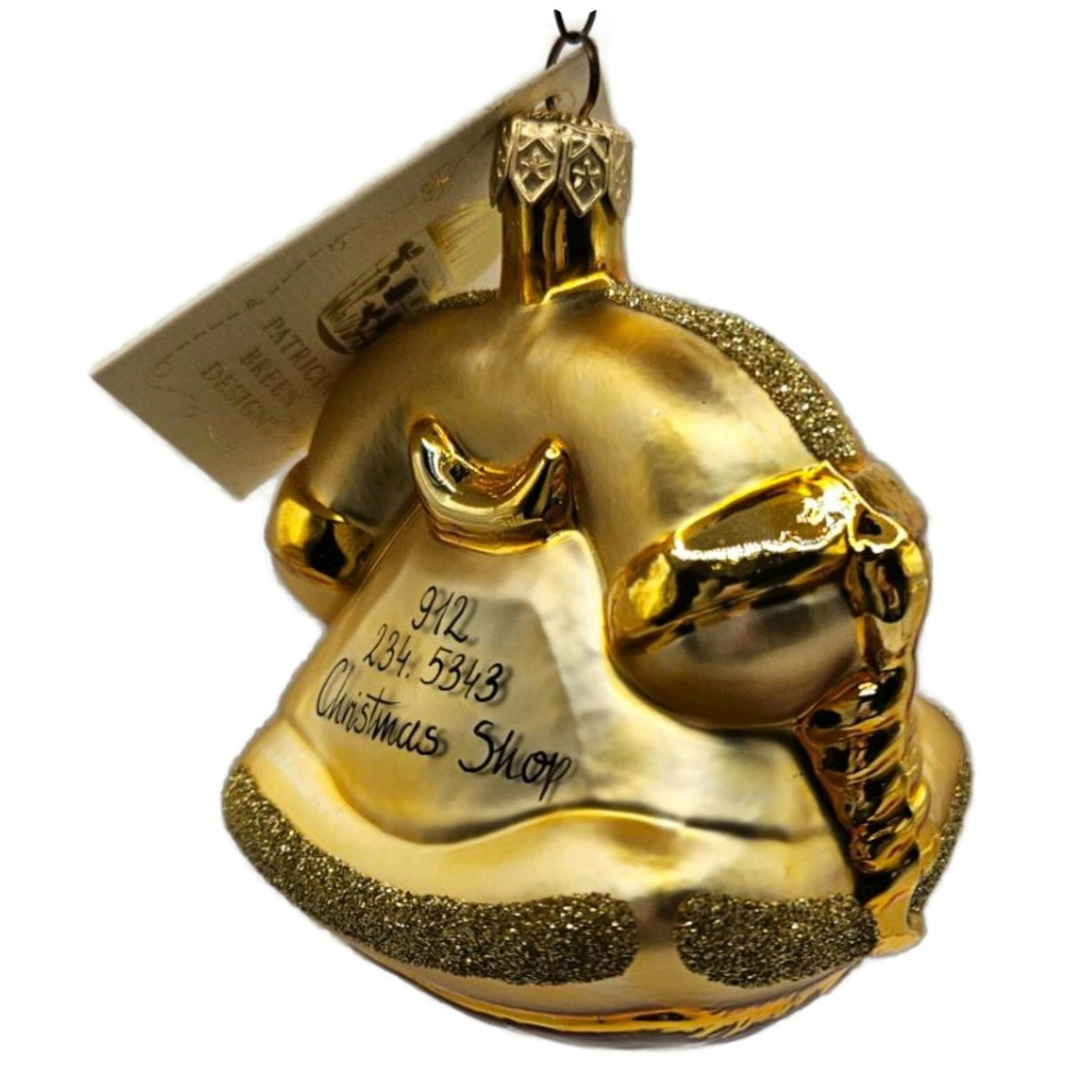 Patricia Breen Calling Anne Phone Gold Glittered Glass Christmas Ornament 952712