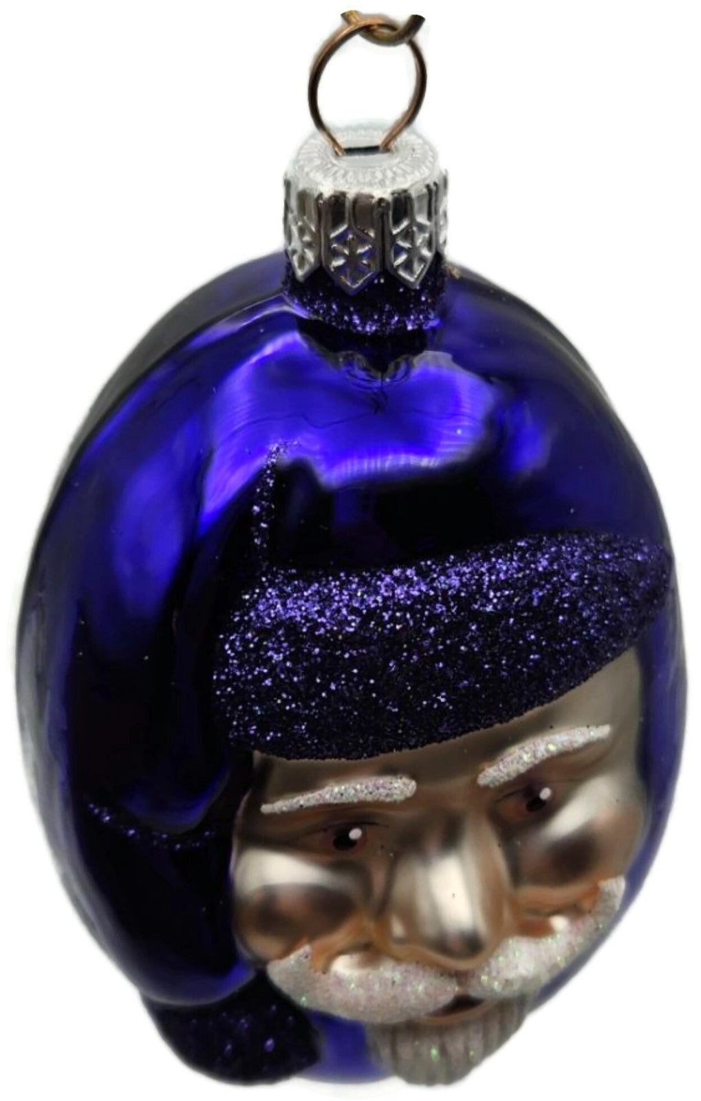 Patricia Breen Jelly Bean Santa Head Purple Shiny Christmas Tree Ornament 99168