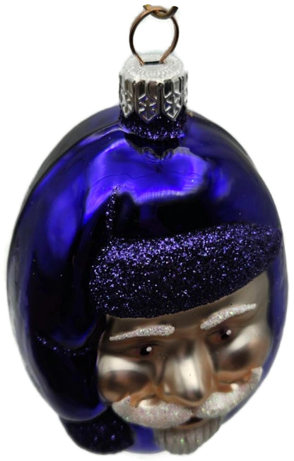 Patricia Breen Jelly Bean Santa Head Purple Shiny Christmas Tree Ornament 99168