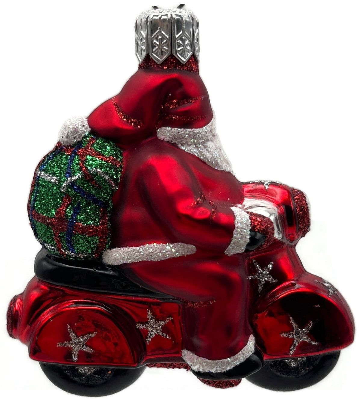 Patricia Breen Ciao Henry Red Santa Motorcycle Plaid Bag Christmas Ornament 22185