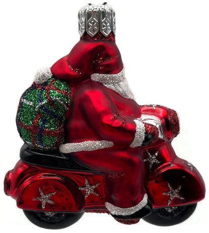 Patricia Breen Ciao Henry Red Santa Motorcycle Plaid Bag Christmas Ornament 22185