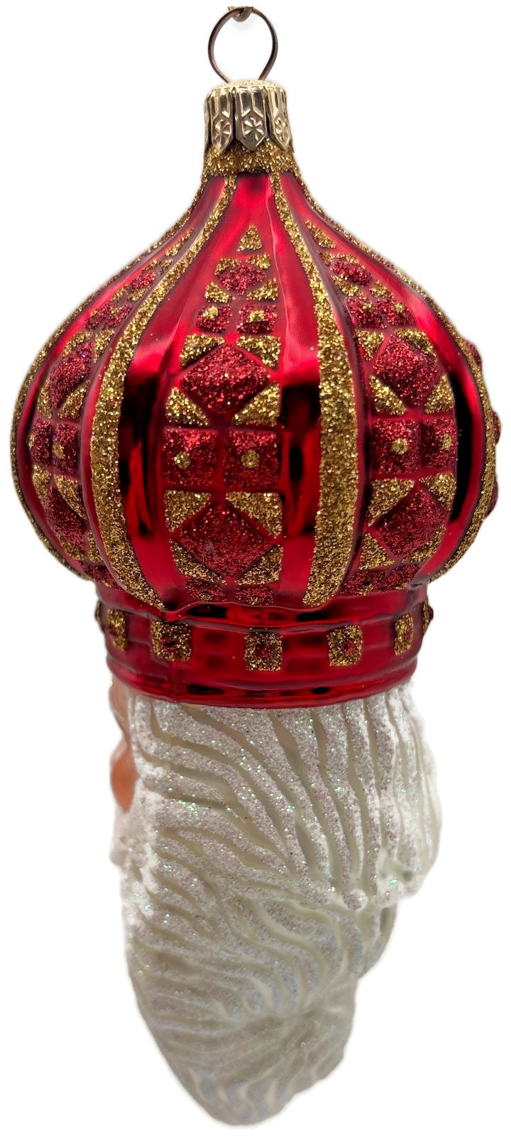 Patricia Breen 2001 Bijoux Noel Red Gold Santa Head Christmas Ornament 21015
