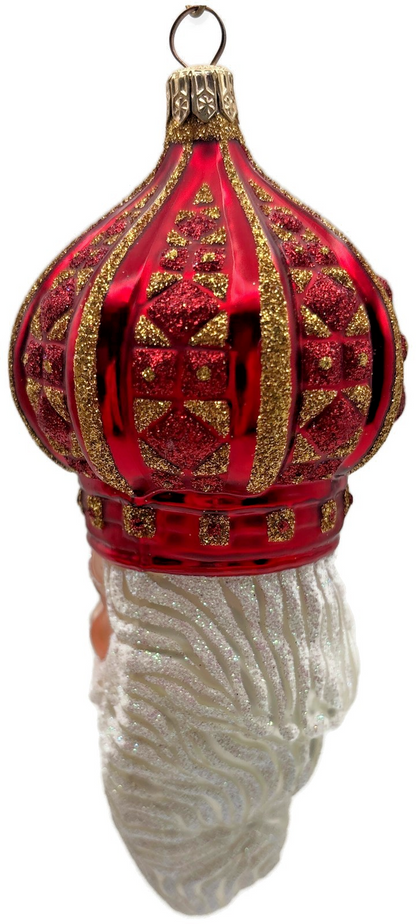 Patricia Breen 2001 Bijoux Noel Red Gold Santa Head Christmas Ornament 21015