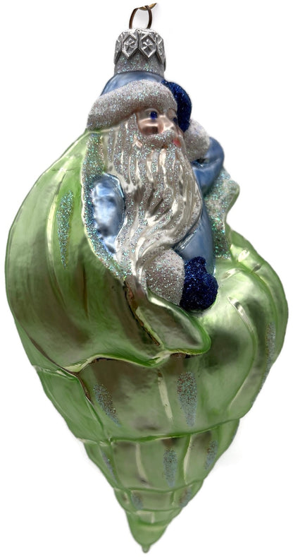 Patricia Breen Coastal Santa Green Seashell Aquatic Christmas Ornament 97101