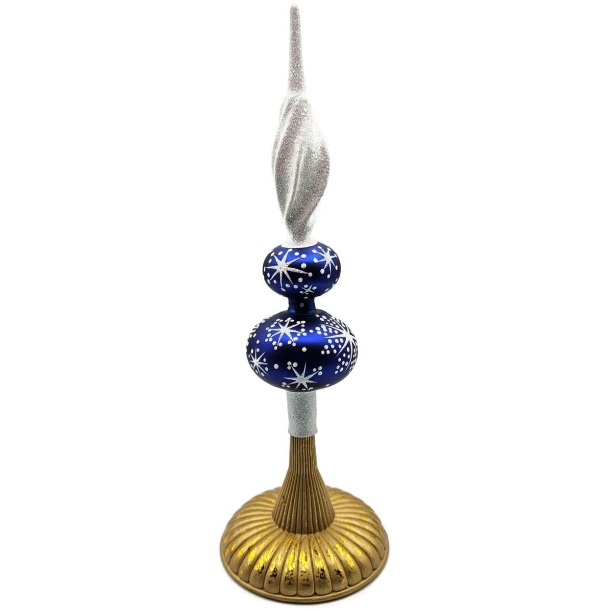 Patricia Breen Miniature Blizzard Finial Blue Glossy Christmas Tree Topper 97935