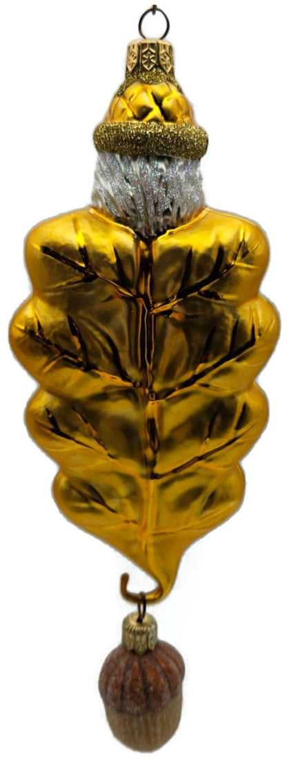 Patricia Breen Oak Leaf Santa Gold Glitter Acorn 2 Part Christmas Ornament 97323