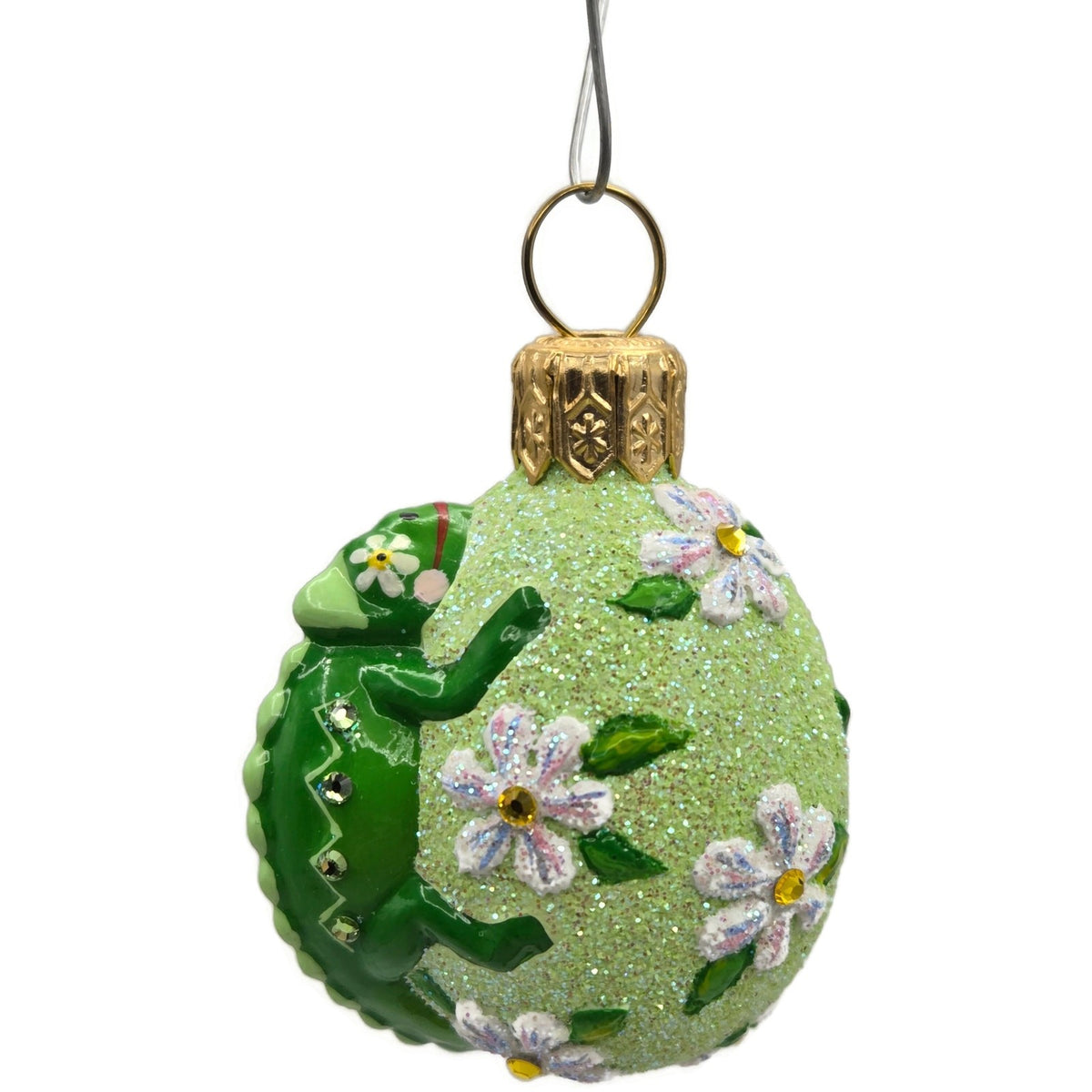 Patricia Breen Springtime Chameleon Daisy Green Jeweled Christmas Ornament 29295