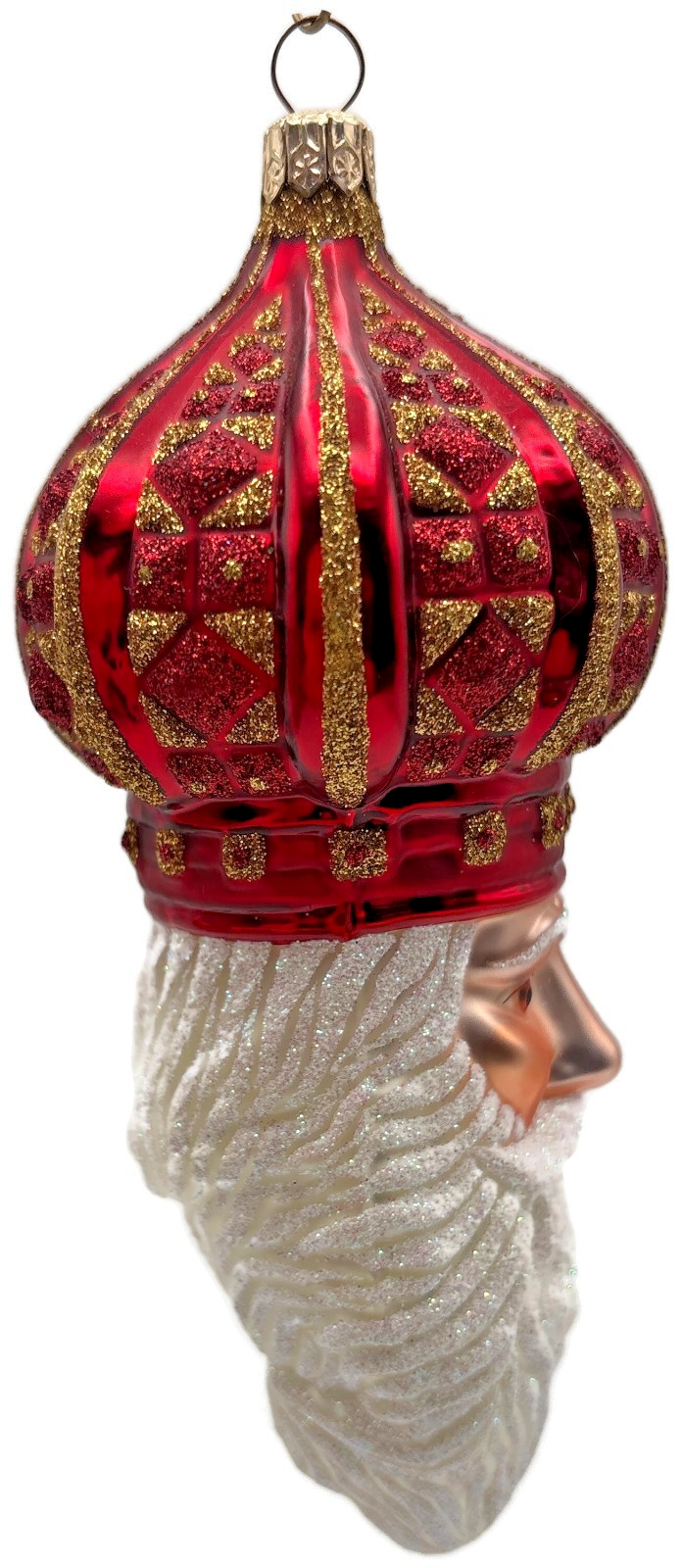 Patricia Breen 2001 Bijoux Noel Red Gold Santa Head Christmas Ornament 21012