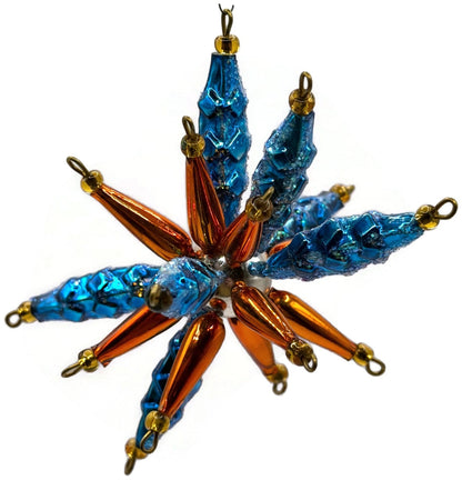 Christopher Radko Star Bright Blue Orange Beaded Christmas Ornament 99 391 07