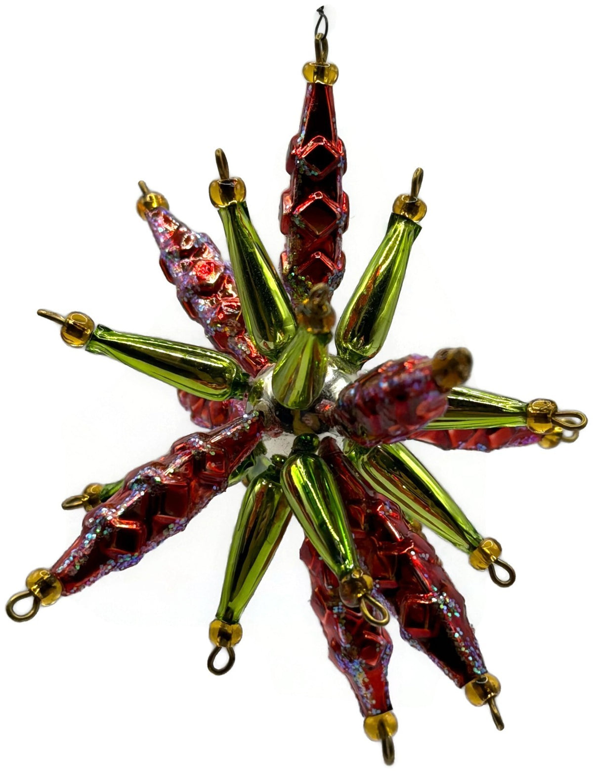 Christopher Radko Star Bright Red Green Beaded Christmas Ornament 99 391 05