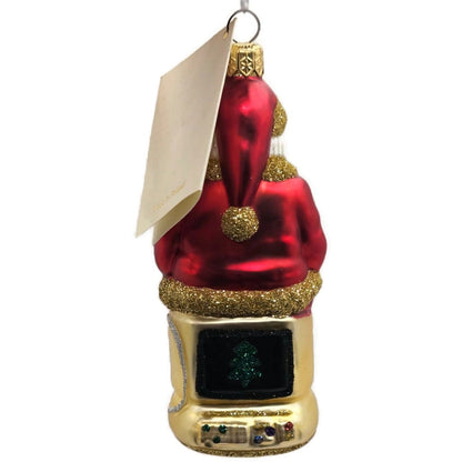 Patricia Breen Cyberspace Santa Red Gold Silver Mouse Christmas Ornament 97113