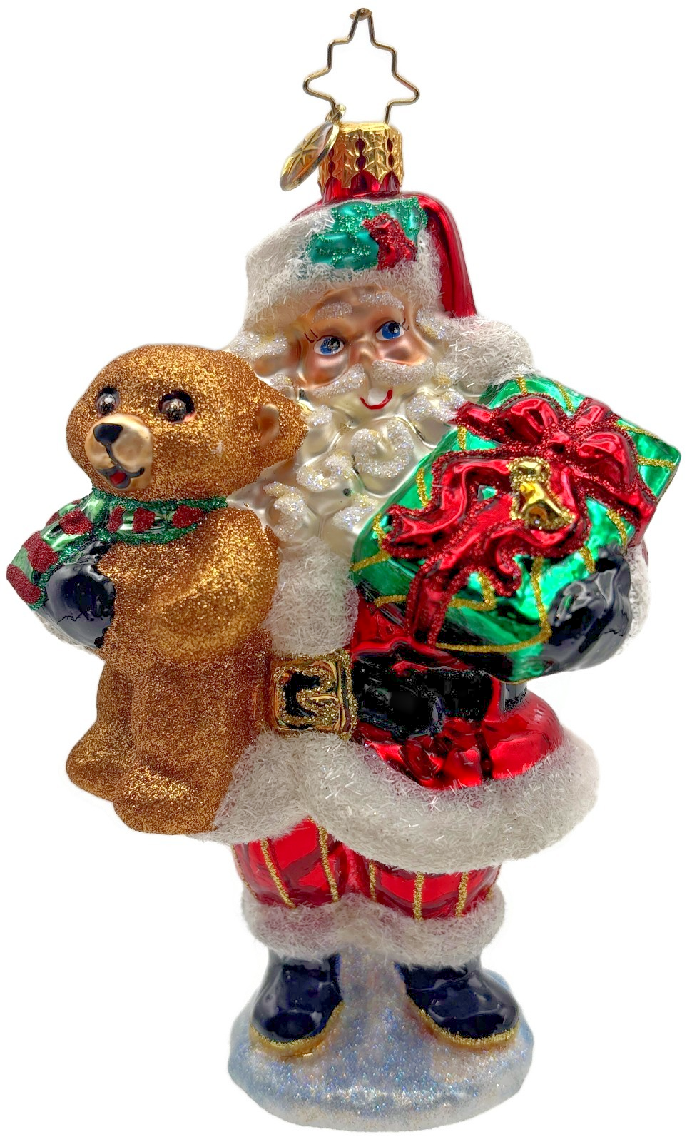 Christopher Radko 2021 The Gift of Teddy Santa Bear Glass Ornament 10206170