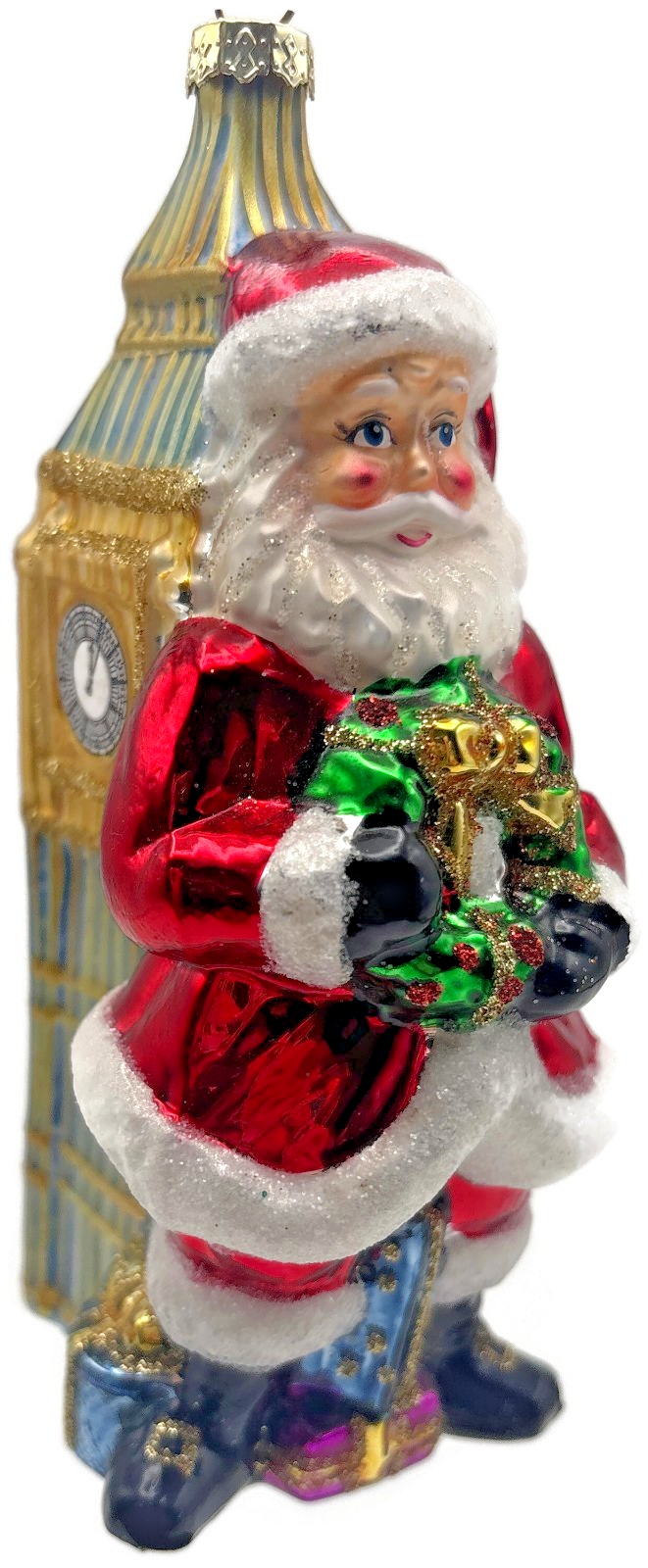 World Market Santa Big Ben London Wreath Glass Christmas Ornament England1