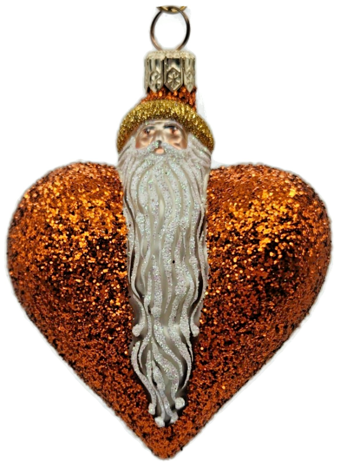 Patricia Breen Santa du Coeur Orange Glitter Heart Valentine's Ornament 20340