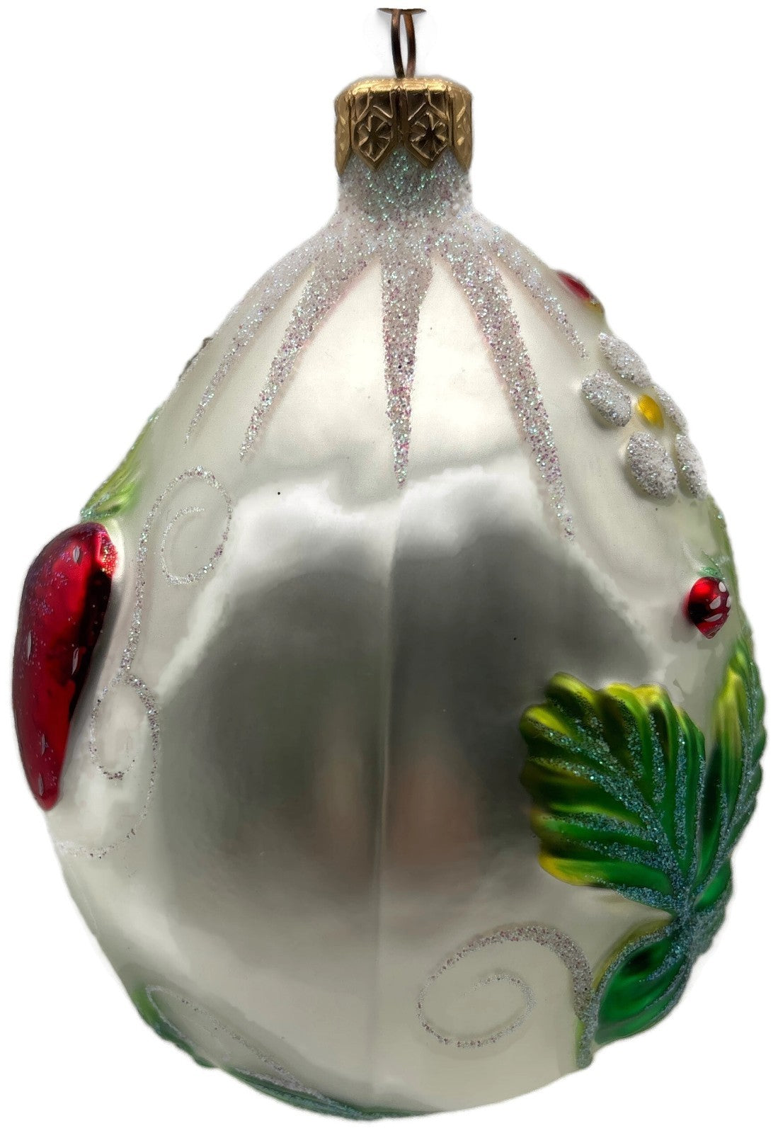 Patricia Breen 1998 Strawberry Egg Matte Pearl Neiman Marcus Easter Ornament2