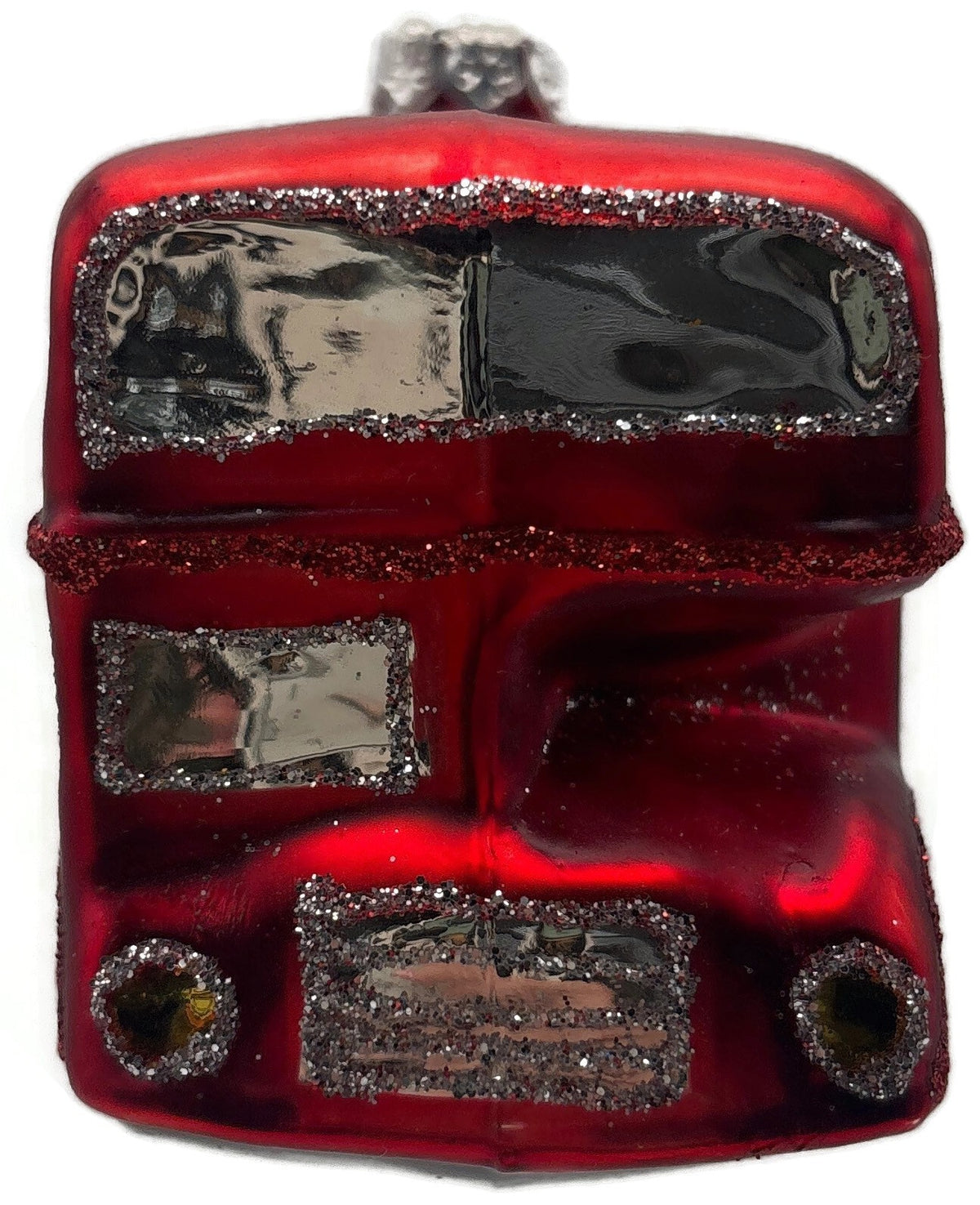 St Nicholas Square London Double Decker Bus Red Glass Christmas Ornament7