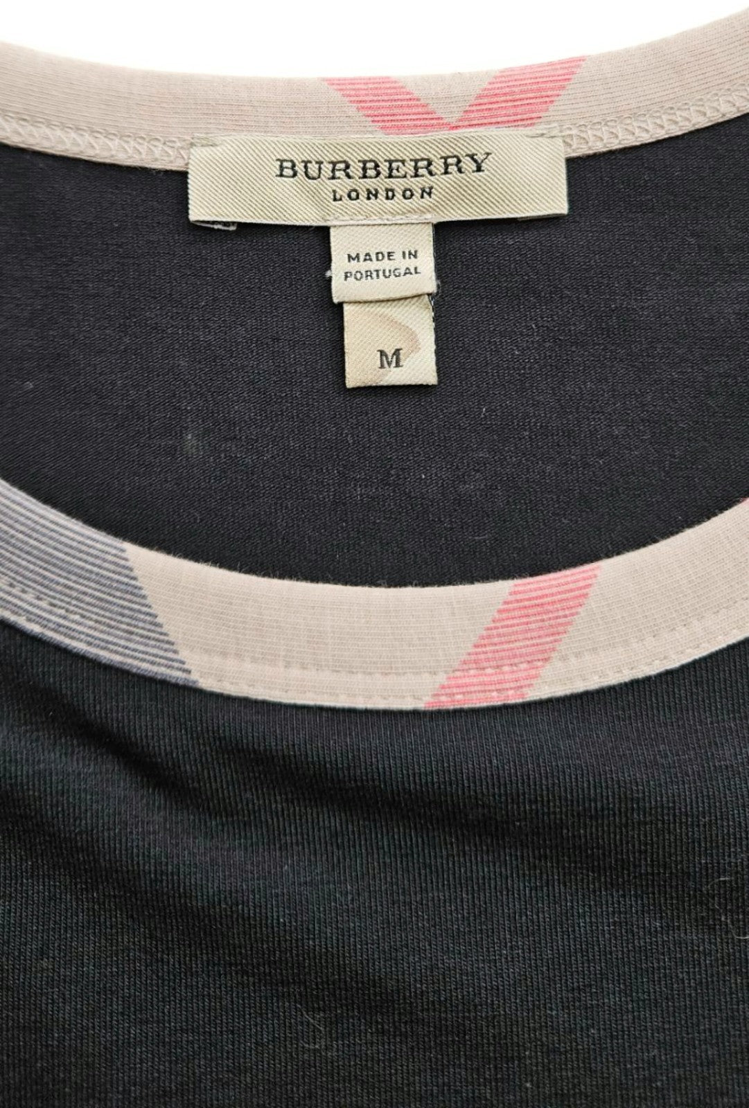 Burberry London Black Check Trim Cotton Long Sleeve Top Women's Medium7