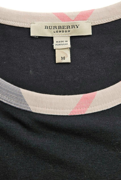Burberry London Black Check Trim Cotton Long Sleeve Top Women's Medium7
