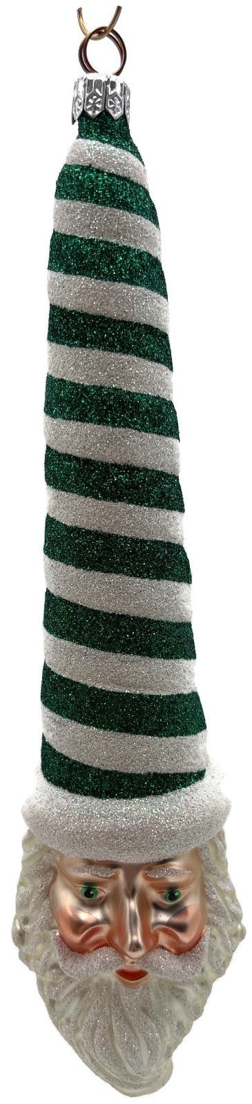 Patricia Breen Sucre Santa Green White Spearmint Striped Christmas Ornament 20387