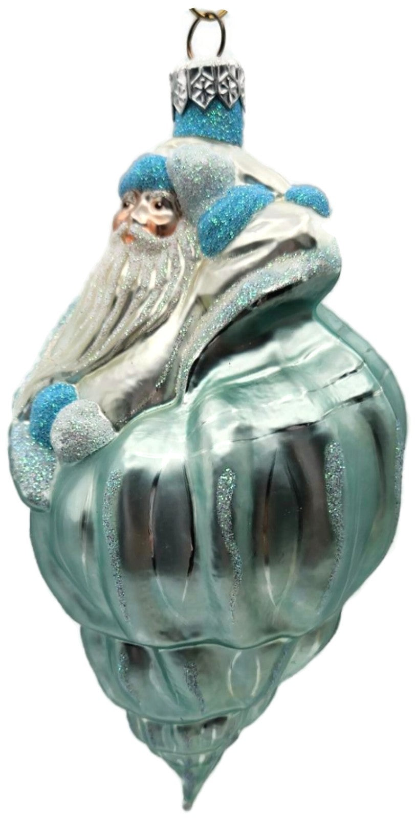 Patricia Breen Coastal Santa Turquoise Seashell Nautical Christmas Ornament 97101