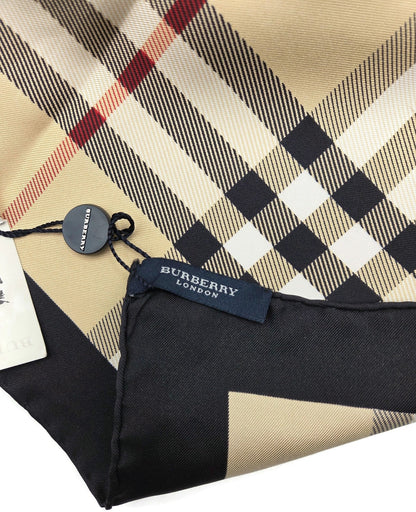 Burberry London Scarf Classic Check  Square Camel Beige New 100% Silk 34 X 3411