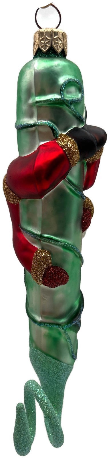 Patricia Breen Santa and the Beanstalk Red Green Matte Christmas Ornament 99285