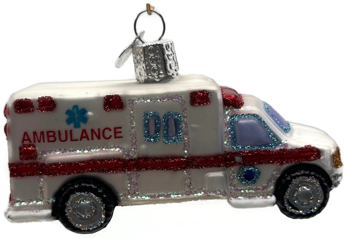 Old World Christmas Ambulance EMT Paramedic Glass Christmas Ornament OWC 460223