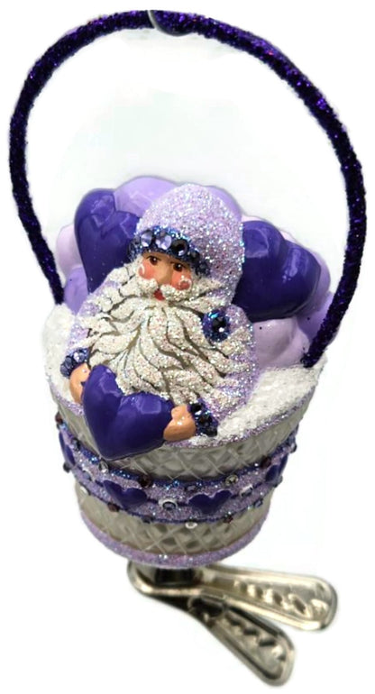 Patricia Breen Brimming with Love Purple Santa Clip On Valentines Ornament 28071