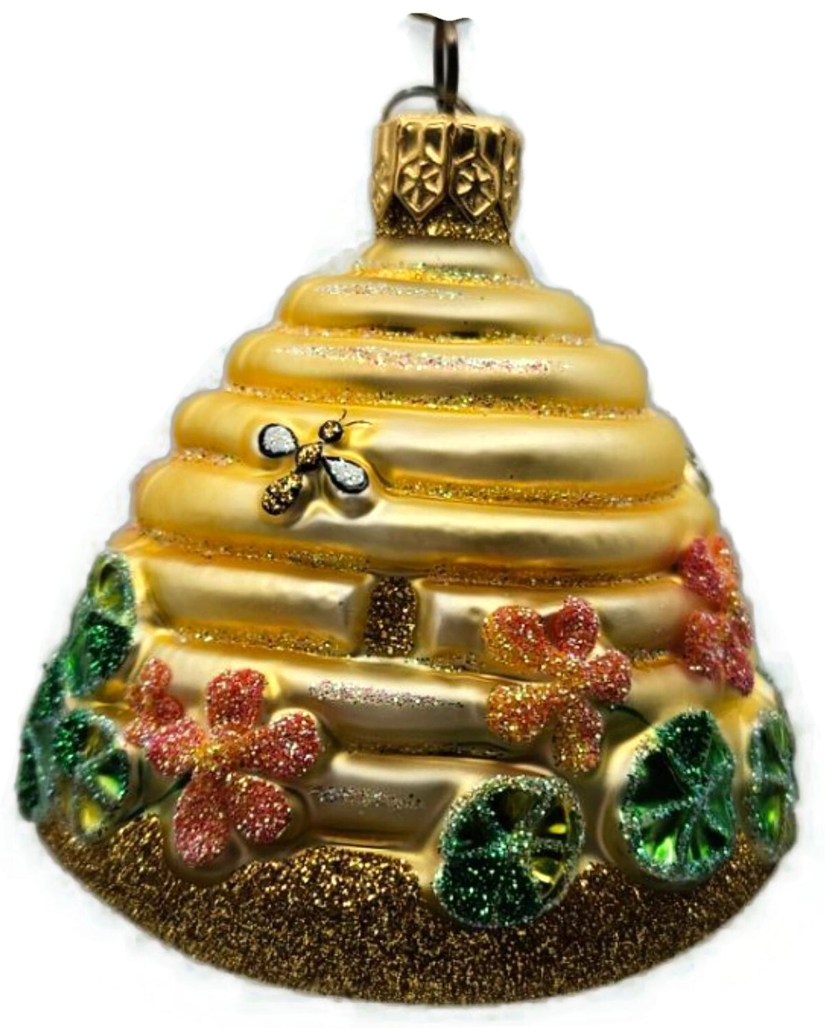 Patricia Breen Nasturtium Beeskep Floral Bees Gold 2 Part Spring Ornament 21167